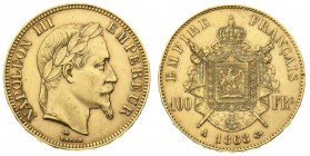 francia 
Napoleone III (1852-1870) - 100 Franchi 1868 - Zecca: Parigi - Diritto: effigie di Napoleone III a destra - Rovescio: stemma napoleonico ent...