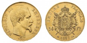francia 
Napoleone III (1852-1870) - 50 Franchi 1857 - Zecca: Parigi - Diritto: effigie di Napoleone III a destra - Rovescio: stemma napoleonico entr...
