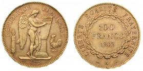 francia 
Terza Repubblica (1871-1940) - 100 Franchi 1902 - Zecca: Parigi - Diritto: il Genio della Repubblica stante a destra fra simboli allegorici ...