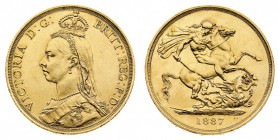 gran bretagna 
Victoria (1837-1901) - 2 Pounds 1887 celebrativa del 50° anniversario del Regno - Zecca: Londra - Diritto: busto coronato, diademato e...