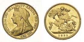 gran bretagna 
Victoria (1837-1901) - Proof Half Sovereign 1893 - Zecca: Londra - Diritto: busto velato della Regina a sinistra - Rovescio: San Giorg...