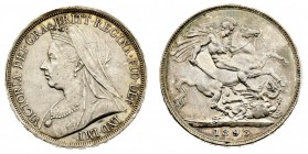 gran bretagna 
Victoria (1837-1901) - Crown 1893 LVI - Zecca: Londra - Diritto: busto velato della Regina a sinistra - Rovescio: San Giorgio a cavall...