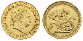 Giorgio III (1760-1820) George III (1760-1820) 
Sovereign 1818 - Zecca: Londra - Rara - Di buona qualità (Seaby n. 3785) (Friedb. n. 371)