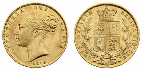 Vittoria (1837-1901) Victoria (1837-1901) Shield (1838-1887) 
Sovereign 1848, second large head - Zecca: Londra - Non comune - Lieve segno sulla guan...
