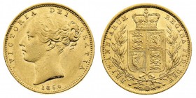 Vittoria (1837-1901) Victoria (1837-1901) Shield (1838-1887) 
Sovereign 1850 - Zecca: Londra - Di alta qualità (Seaby n. 3852C) (Friedb. n. 387e)