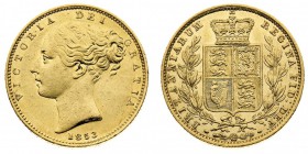 Vittoria (1837-1901) Victoria (1837-1901) Shield (1838-1887) 
Sovereign 1853, WW in relief - Zecca: Londra - Di alta qualità, con originale lucentezz...