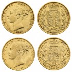 Vittoria (1837-1901) Victoria (1837-1901) Shield (1838-1887) 
Sovereign 1855, WW in relief - Zecca: Londra - Non comune - In lotto con un secondo ese...