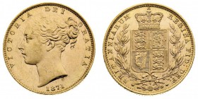 Vittoria (1837-1901) Victoria (1837-1901) Shield (1838-1887) 
Sovereign 1871, die number 7 - Zecca: Londra - Di alta qualità, con fondi speculari (Se...