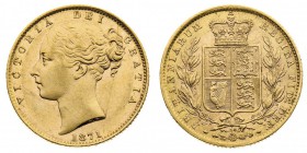 Vittoria (1837-1901) Victoria (1837-1901) Shield (1838-1887) 
Sovereign 1871, die number 30 - Zecca: Londra - Di alta qualità, con fondi speculari (S...