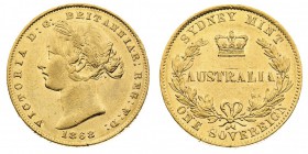 Vittoria (1837-1901) Victoria (1837-1901) Shield (1838-1887) 
Sovereign 1868 - Zecca: Sydney - Non comune - Di alta qualità - In lotto un esemplare d...