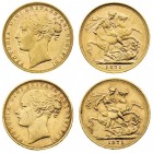 Vittoria (1837-1901) Victoria (1837-1901) Young Head and St George 1871-1887)
Sovereigns (5), 1871 (large BP and small BP), 1872, 1878, 1885 - Zecca:...