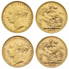 Vittoria (1837-1901) Victoria (1837-1901) Young Head and St George 1871-1887)
Sovereigns (5), 1873, 1874, 1878, 1880 no BP, 1884 WW buried in truncat...