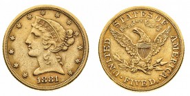 stati uniti d’america 
5 Dollari “Coronet Head” 1881 - Zecca: Filadelfia