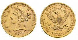 stati uniti d’america 
5 Dollari “Coronet Head” 1897 - Zecca: Filadelfia