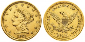 stati uniti d’america 
2,5 Dollari “Coronet Head” 1861 - Zecca: Filadelfia (Friedb. n. 114)