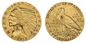 stati uniti d’america 
5 Dollari “Indian “Head” 1913 - Zecca: San Francisco - In lotto con un 2,5 Dollari “Indian Head” 1925 e un 5 Dollari “Coronet ...