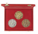 medaglie pontificie 
Paolo VI (1963-1978) - Trittico delle medaglie annuali Anno XIV - In cofanetto originale (Mont. n. 14, 30 e 46)