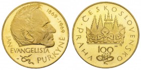 medaglie estere 
Cecoslovacchia - Medaglia in oro 1969 commemorativa di J.E. Purkyne - Diametro mm. 29 e peso gr. 28,78 - Di qualità molto buon