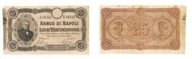 regno d'italia
Banco di Napoli - Biglietto da 25 Lire - D.M. 1.8.1883 - Molto raro - Pieghe diffuse, usuali per questa tipologia (Gav.Boa. n. 01.1579...