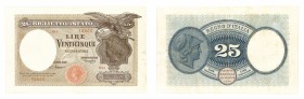 regno d'italia
Biglietto di Stato da 25 Lire “Aquila” - D.M. 20.9.1923 - Raro - Lievi strappetti sui bordi, ma in generale di buona qualità (Bol. n. ...