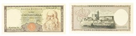 regno d'italia
Biglietto di Banca da 50.000 Lire “Leonardo” - D.M. 3.7.1967 - Raro - Di ottima qualità, praticamente “Fior di Stampa” (Bol. n. B68) (...