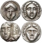 Thrakien - Städte: Lot 9 Münzen, Mesambria: AR-Diobol (3x) / Apollonia Pontica: AR-Diobol (2x) / Moesia Istros: AR-Diobol (4x). Sehr schön, sehr schön...