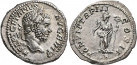 Geta (198 - 209 - 212): als Augustus 209-212: Denar o.J. Portrait mit Lorbeerkranz nach Rechts, P SEPT GETA PIVS AVG BRIT / Felicitas mit Füllhorn und...