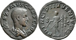Maximus (235 - 238): Æ-Dupondius, 19,68 g, Kampmann 67.5, dunkelbraune Patina, sehr schön+.
 [differenzbesteuert]