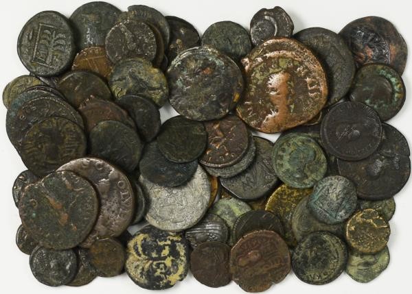 Antike: Lot 72 antike Münzen, Römer und Byzanz, nicht näher bestimmt. Gekauft wi...