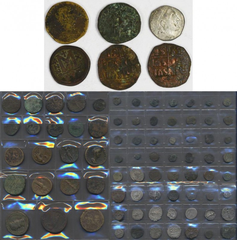 Antike: Lot von insgesamt ca. 80 antike Silber- und Bronzemünzen, auch Teilstück...