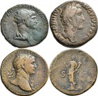Antike: Römische Kaiserzeit: Lot 3 Stück, Trauanus 98-117: Dupondius, 13,17 g / Hadrianus 117-138: Æ-Sesterz, 24,04 g / Antoninus Pius 138-161: Æ-Sest...