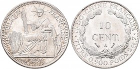 Franz. Indochina: 10 Cent. 1896 , Münzzeichen Fasces, KM# 2a. Stempelglanz.
 [differenzbesteuert]