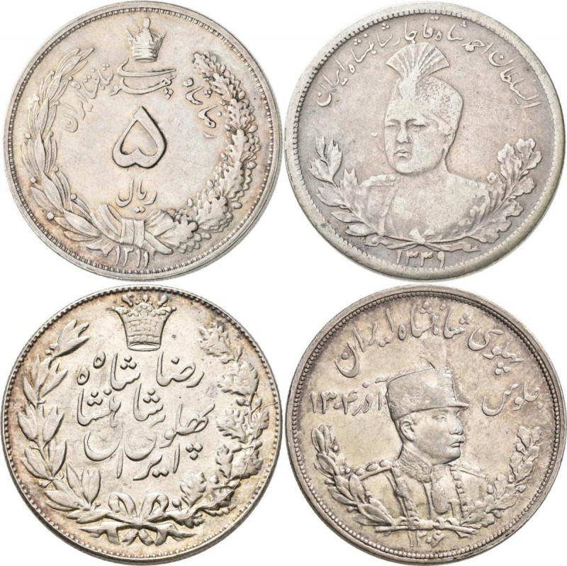 Iran: Königreich, Reza Shah: Lot 4 Silbermünzen zu 5000 Dinars (5 Kran), nicht n...