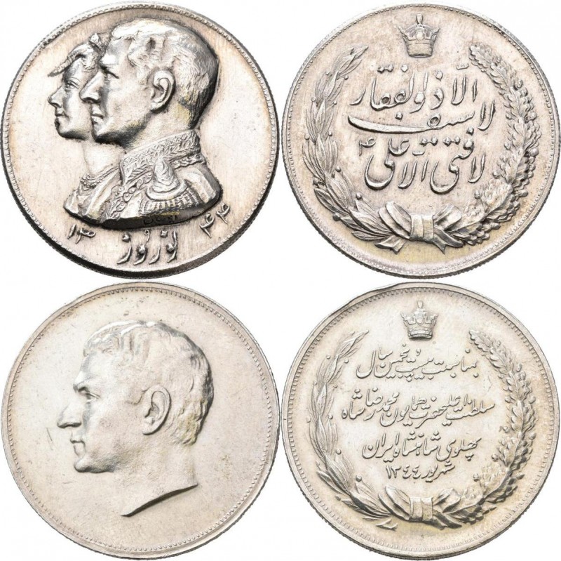Iran: Lot 2 Medaillen, vermutlich Silber. 1 x Reza Pahlavi und Farah Diba gemein...