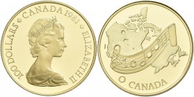 Kanada: Elizabeth II. 1952-,: 100 Dollars 1981, O Canada / Nationalhymne. KM# 131, Friedberg 12. 16,97 g, 916/1000 Gold (entspricht ½ OZ Feingold), im...