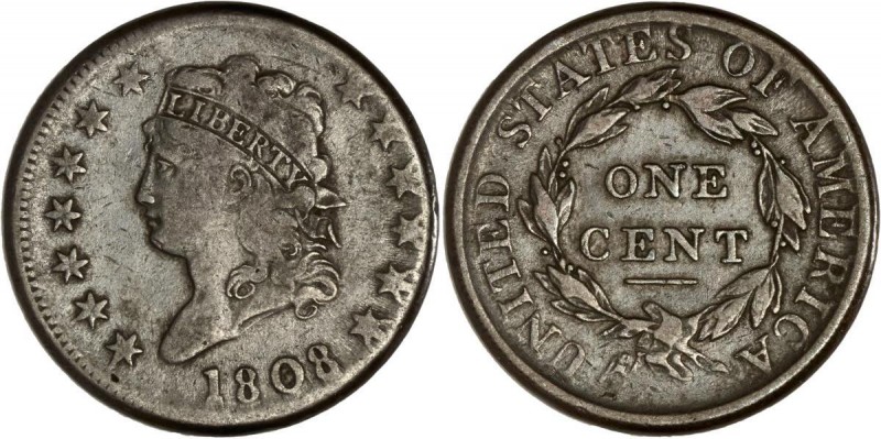 Vereinigte Staaten von Amerika: 1 Cent 1808 (Classic Head Cent), KM# 39, in schö...