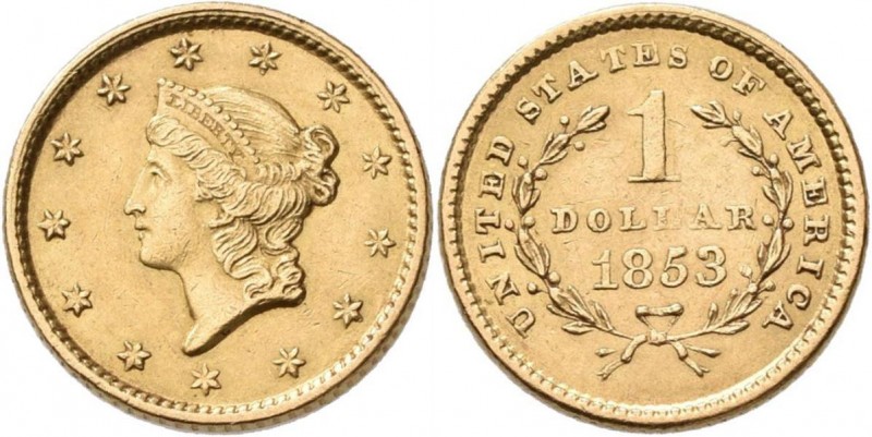 Vereinigte Staaten von Amerika: 1 Dollar 1853 Liberty Head, KM# 73, Friedberg 84...