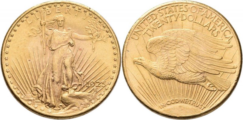 Vereinigte Staaten von Amerika: 20 Dollars 1925 (Double Eagle - Saint-Gaudens), ...