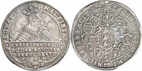 Dänemark: Christian IV. 1588-1648: Speciedaler 1646 HK. Davenport 3536, Hede 55 D, 28,70 g, hübsche Patina, sehr schön-vorzüglich.
 [differenzbesteue...
