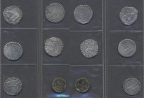 Frankreich: Lot 5 Silbermünzen (vermutlich Teston / Demi (½) Franc oder 1/4 ECU) und ein Messing Jeton. Alle Münzen um 1600, nicht näher bestimmt.
 [...