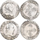 Frankreich: Henry III. 1574-1589: Lot 2 Münzen, Demi Franc 1587 A + 1578 G, nicht näher bestimmt, überwiegend schön.
 [differenzbesteuert]
