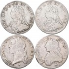 Frankreich: Louis XV. 1715-1774: Lot 3 x ECU 1726 A, 1726 D, 1762 BB, dazu Louis XVI. 1774-1792: Ecu 1784 A. Insg. 4 Münzen.
 [differenzbesteuert]