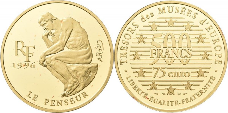 Frankreich: Fünfte Republik seit 1959: 500 Francs / 75 Euro 1996. Der Denker von...