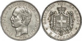Griechenland: Georg I. 1863-1913: 5 Drachmen 1875 in 900er Silber, KM# 46, sehr schön - vorzüglich.
 [differenzbesteuert]