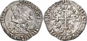 Italien: Neapel-Königreich, Roberto I. 1309-1343: Gigliato o. J., Av: Herrscher auf Löwenthron / Rv: Blumenkreuz. MIR 28, Biaggi 1634 ff, 3,99 g, schö...
