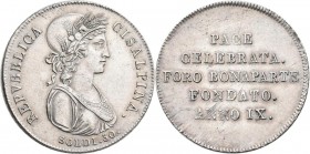 Italien: Cisalpine Republik 1800-1802: 30 Soldi Anno IX (1801), Minimal justiert, Prägeschwäche, Pagani 9, Gigante 2. vorzüglich.
 [differenzbesteuer...