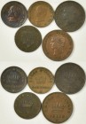 Italien: Napoleon I. 1805-1814: Lot 5 Münzen Regno D' Italia: 3 Centesimi (2x), 5 Centesimi (1x), Soldo (2x)
 [differenzbesteuert]