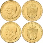 Liechtenstein: Franz Josef II. 1938-1989: Lot 2 Goldmünzen: 25 + 50 Franken 1956. KM# 15 + 16, Friedberg 20 + 21. Je 900/1000 Gold. Beide vorzüglich....