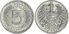 Österreich: 2. Republik ab 1945: 5 Schilling 1957, seltener Jahrgang, KM# 2879, fast vorzüglich.
 [differenzbesteuert]