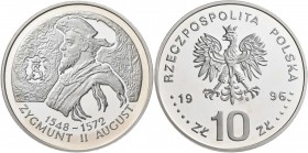 Polen: 10 Zlotych 1996, Zygmunt II. August, KM# Y 307, Fischer K (10) 004. Polierte Platte.
 [differenzbesteuert]
Gebotslos, Zuschlag zum Höchstgebo...
